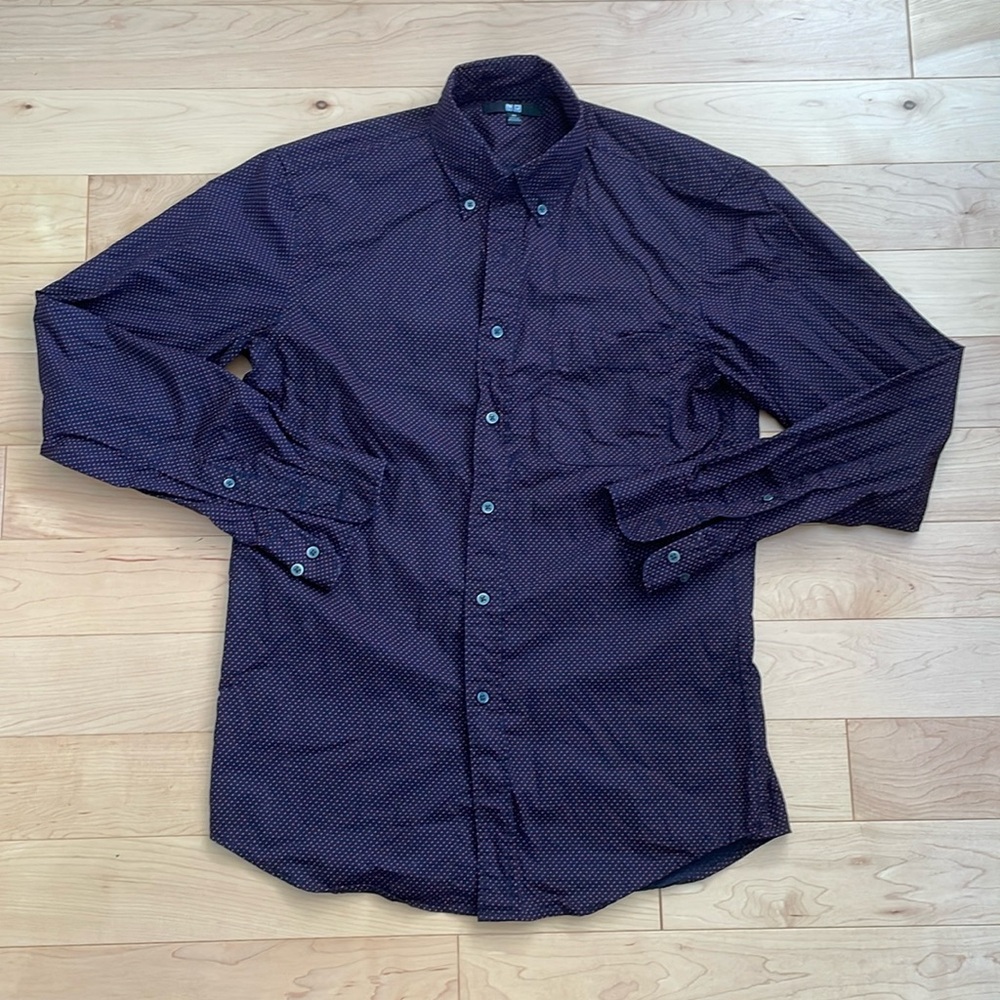 Uniqlo Long Sleeve Polka Dot Button Up Shirt